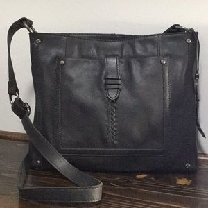 The SAK Black Heritage Leather Crossbody Purse